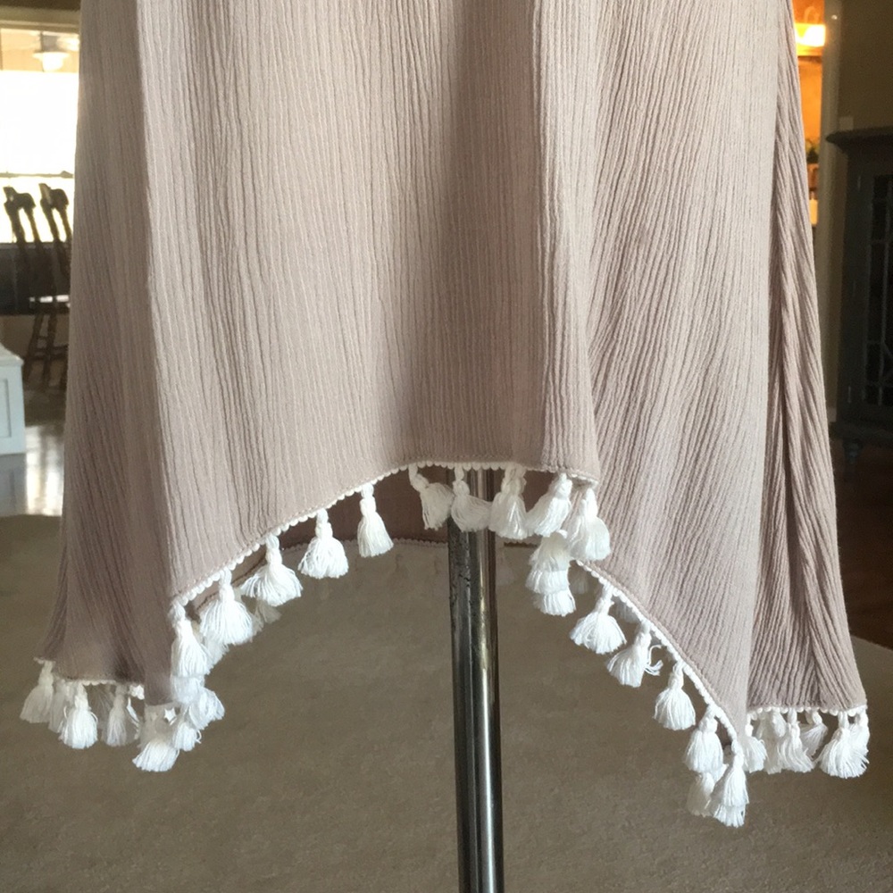 Taupe with peach embroidery swing dress - Picture 4 of 8